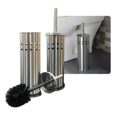 Imagem de Kit 2 Escovas Limpar Vaso Sanitário Privada Inox Escovinha - mimo styl