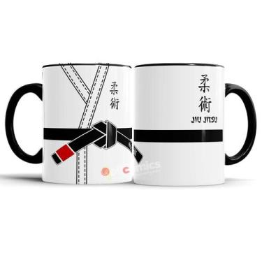 Imagem de Caneca Artes Marciais Kimono Jiu Jitsu Faixa Preta - Elicomics, 325 ml