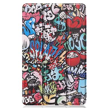 Imagem de Zrengp Capa de couro leve ultrafina com suporte fólio para Samsung Galaxy Tab S6 Lite 10.4 SM-P610 P613 P615 P619 (versão 2020/2022) 10,4 polegadas (KST-Graffiti)