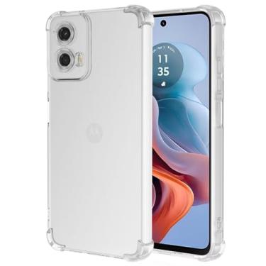 Imagem de Sidande Capa para Moto G34 5G, Motorola G34 XT2363-2 para meninas e mulheres, capa protetora fina de TPU flexível transparente transparente para celular Motorola Moto G34 5G transparente