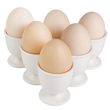 Imagem de Conjunto de topo de biscoito de ovo para remoção macia de carcaça de ovos fervidos inclui 1 cortador de ovos 4 copos de cerâmica e 4 colheres, egg cups