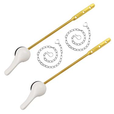 Imagem de Jwodo Kit de substituição de alça de vaso sanitário, pacote com 2 alavancas de descarga, alavanca de descarga de vaso sanitário com corrente de aço inoxidável, alavancas de viagem de vaso sanitário de
