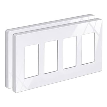 Imagem de [2 unidades] BESTTEN Placa de parede sem parafusos, USWP6 Série Branca de Neve, Capa de saída do decorador, 11,4 cm x 21,6 cm, para interruptor de luz, regulador, GFCI, receptáculo USB, listado pela UL