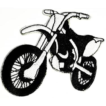 Imagem de Motocicleta preta corrida motocross bicicleta suja off-road bordado ferro no patch filme quadrinhos desenhos animados adesivos acessórios decoram reparos jaqueta jeans roupas bolsa fantasia