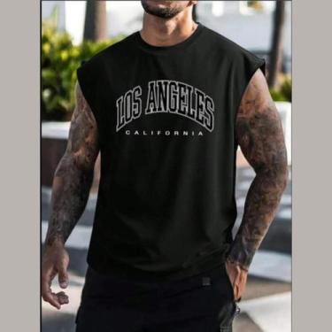 Imagem de Camiseta Regata Oversized Cavada Streetwear Los Angeles Estampada 100%