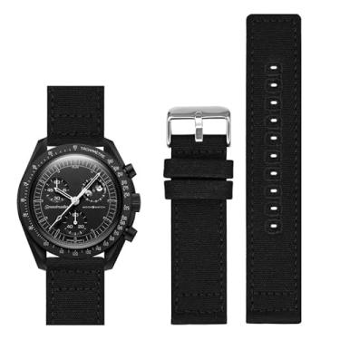 Imagem de Pulseiras de lona de liberação rápida para relógios Omega, pulseira de relógio de lona de nylon para relógios Breitling (20 mm, preta)