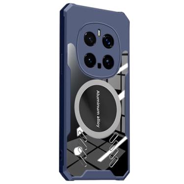 Imagem de HAO RIYLN Capa ultrafina para Honor Magic7/Magic7Pro, capa magnética transparente para celular, cobertura total, proteção de lente, dissipação de calor, à prova de choque, azul, Magic7