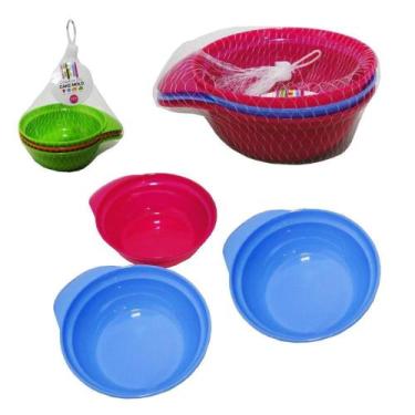 Imagem de Conjunto Pote / Tigela Plastico Redondo Alca Colors 3 Pecas - Blessed
