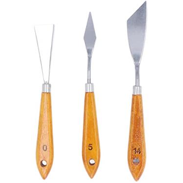 Imagem de Faca de paleta pendurável em aço inoxidável em forma de faca de pintura a óleo acrílica espátula cabo de faia faca de paleta, material de alta qualidade, uso versátil, fácil de