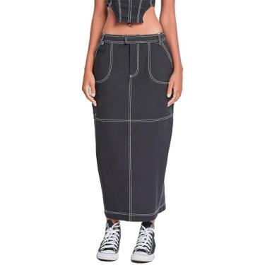 Imagem de YMI Saia maxi cargo feminina jeans, Preto, 13 Short