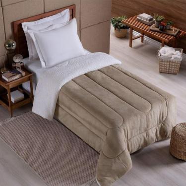 Imagem de Coberdrom 1 Peça Solteiro Fleece Com Sherpa Noruega Bege - Tô Decorand