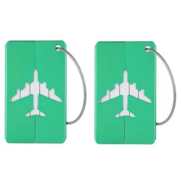 Imagem de 2 Tag Mala De Viagem Bolsa Etiquetas De Bagagem Em Alumínio, Verde