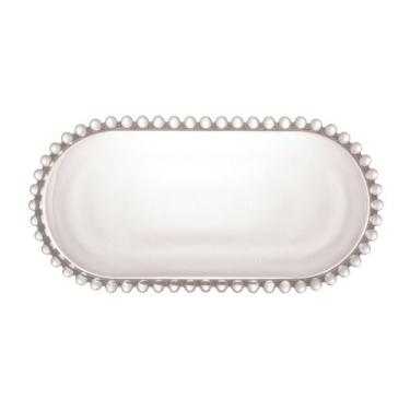 Imagem de Travessa Bandeja De Cristal Wolff Pearl Bolinha 24x12 Cm, Transparente