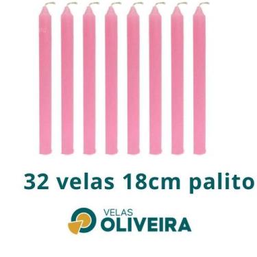 Imagem de Vela Palito Rosa 32 Unidades 18cm 15,8 - (Por Kilo) 100% Parafina - Ve