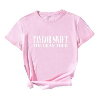 Imagem de Baby Look Taylor Swift Feminina Rosa Camisa 100% Algodão - SEMPRENALUT