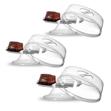 Imagem de Kit Completo 3 Boleira Gourmet com Pé e tampa Luxo - 3T