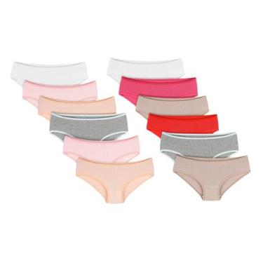 Imagem de Calcinha Infantil Lisa Kit 12 Peças Premium DCP Kids, GG, Colorido