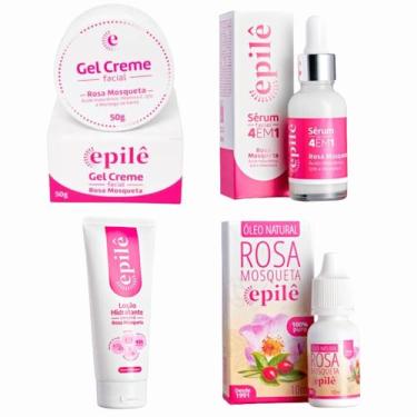 Imagem de Kit 4 Gel Creme Sérum Óleo e Loção Rosa Mosqueta - Epilê