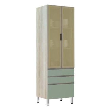 Imagem de Paneleiro 70Cm Vidro Bronze Luci Legno Crema Com Verde Jade - LUCIANE