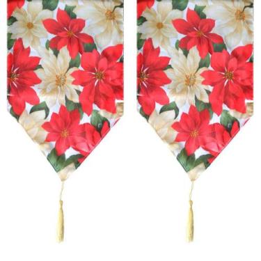 Imagem de Jogo Com 2 Caminhos Mesa Natalinos 35x100cm Poliéster/Seda. - Rio Mast