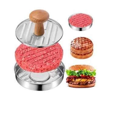 Imagem de Forma Modeladora Hambúrguer Artesanal Fácil Carne Frango Prensa Alumín