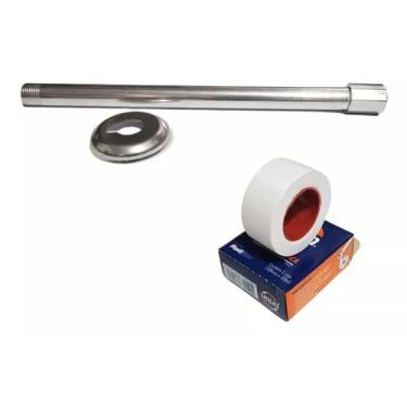 Imagem de Cano Braço Para Chuveiro 30cm E 40cm Alumínio + Veda Rosca - Alurem/Fi