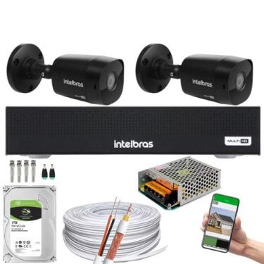 Imagem de Kit Cftv 2 Cameras 1220 Bullet Black Full Hd + Dvr Mhdx 3004-C C/HD 1 