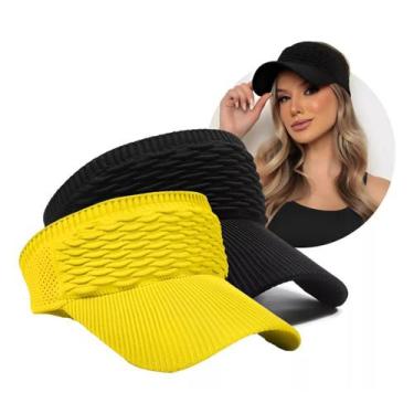 Imagem de Kit 2 Viseiras Bonés Moda Blogueira Aba Longa Respirável Proteção Sola