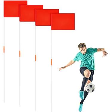 Imagem de HunnmingRe 4 conjuntos de bandeiras de canto de futebol de 167 cm com bastões de agilidade de futebol, bastões de treinamento para esportes ao ar livre, futebol, rúgbi, hóquei, treinamento,