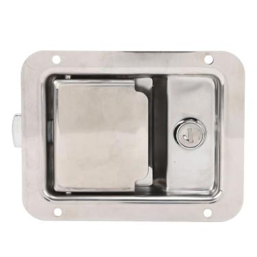 Imagem de Trava Caixa de Ferramentas - Aço Inoxidável 5,5 X 4,3 pol. Trava Com Alça de Montagem Embutida Com Chave para Aplicações de Caixa de Ferramentas para Trailers, Caminhões e