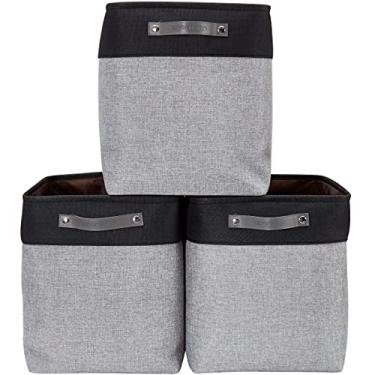 Imagem de DECOMOMO Cestos de Armazenamento, Caixas de Armazenamento Grandes 54,5L Cestos de Tecido para Organizar Roupas, Brinquedos de Berçário, Pano, Linho, Organizadores de Armário com Al (Jumbo/3P - 17"X13"