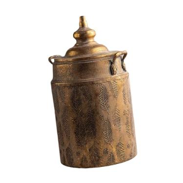 Imagem de XLWLLNJ Vaso de ferro para plantar flores, balde vintage com alça, peça central de mesa, jarro de flores de ferro para casamento, sala de estar, 22cm X 40.5cm