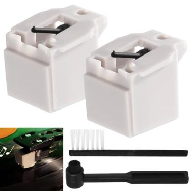 Imagem de 2 peças de substituição de agulha compatíveis com toca-discos ATN3600L, agulha substituível compatível com Audio-Technica AT-LP60, AT-L60X, AT-LP60XBT, AT-LP60-USB, AT-PL50, AT-PL300, com 2 escovas de