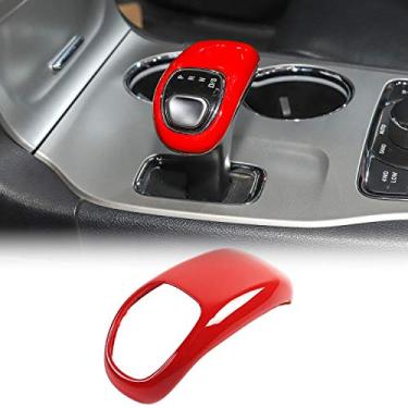 Imagem de CheroCar Capa de alavanca de câmbio para Jeep Grand Cherokee 2014-2015, para Chrysler 300C 2012-2014, acessórios interiores (vermelho)