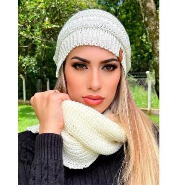 Imagem de Conjunto Touca Caída Gorro Beanie Masculino E Feminino Com Cachecol Go