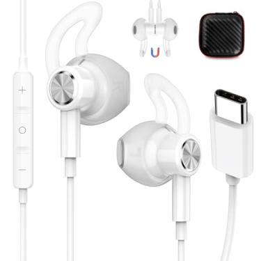 Imagem de iMangoo Fones de ouvido com fio USB C para Apple iPhone 15 16 com pontas antirqueda, microfone tipo C, fone de ouvido com fio, casa, escritório, reunião, academia, viagem, para Samsung S25 S24, ultra