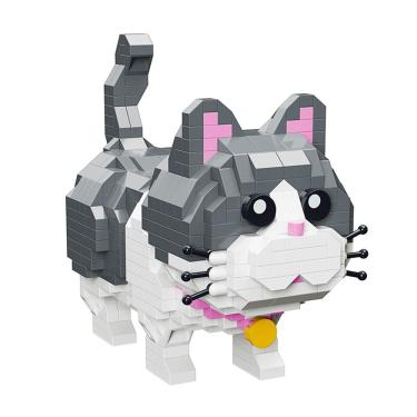Imagem de Conjunto de blocos de construção Pet Cute Grey Cat 673 unidades para meninos e meninas