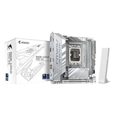 Imagem de GIGABYTE Placa-mãe B860I AORUS PRO ICE Intel Core Ultra (Série 2) LGA 1851, Mini-ITX, DDR5, 2X M.2, PCIe 5.0, Thunderbolt 4, WIFI7, LAN 2,5GbE, EZ-Latch