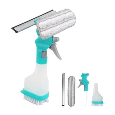 Imagem de Kit de limpeza de janela 4 em 1, rodo profissional a vácuo de janela com frasco de spray, ferramentas de escova de limpeza de janelas para chuveiro, parede, espelho, vidro, carro, para-brisa, bancada