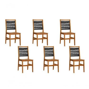 Imagem de Kit 6 Cadeiras Rebeca Madeira Macica Eucalipto Enc Corda Nautica Cor:preta