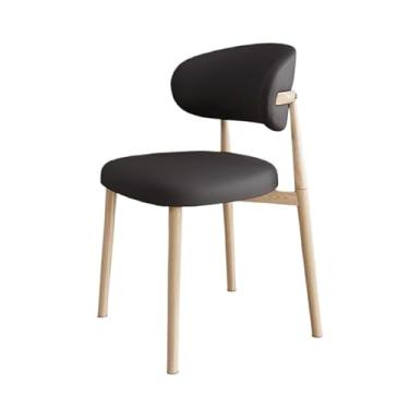 Imagem de Cadeira de jantar moderna com design ergonômico e recursos de conforto ([couro preto] moldura de aço carbono cor tronco)