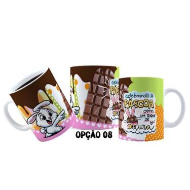 Imagem de Caneca 325ml Plástico Feliz Páscoa Fofa Coelhinhos Mimos - LARANJA E M