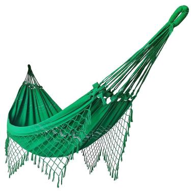 Imagem de Rede de Dormir Casal Balanço de Algodão Reforçada 3,80m x 1,50m Verde Bandeira