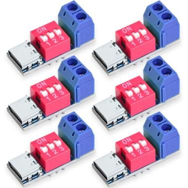 Imagem de Seloky Módulo de gatilho USB-C PD, placa de chamariz de carga rápida PD/QC, USB tipo C para 5V/9V/12V/20V conversor de energia de carregamento de alta velocidade (6 peças)