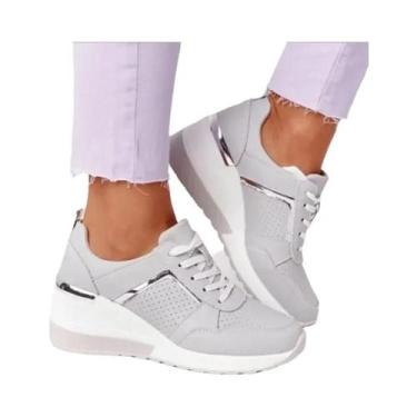 Imagem de Tênis Chunky Feminino Plataforma De Cor Sólida Sapatos Vulcanizados Co