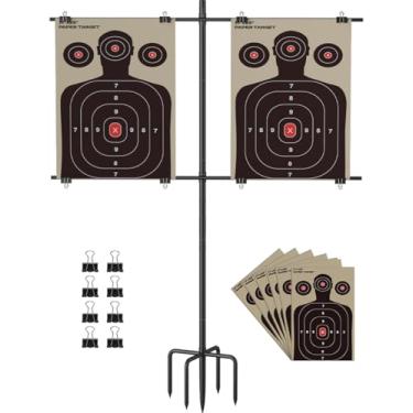 Imagem de Ardier Suporte Ajustável Para Alvo De Tiro Com Base 5 Pontas, Portátil Aço 9 Clipes E 15 Peças Papel, Acessórios Caça Ideais Estandes Ao Ar Livre, Tamanho G