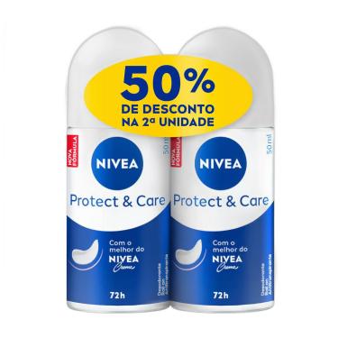 Imagem de Kit com 2 Desodorantes Antitranspirante Roll On NIVEA Protect & Care 50ml - 4005900359124