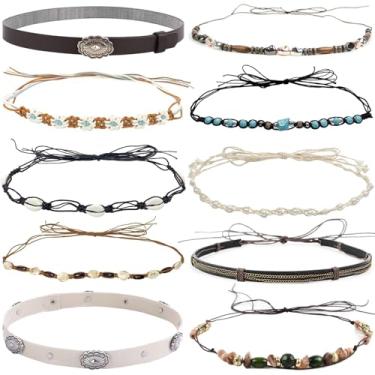 Imagem de nemokamai 10 peças de faixa de chapéu de sol para mulheres, faixa de chapéu de aba flexível larga de verão, faixa trançada para chapéu de cowboy Fedora de palha