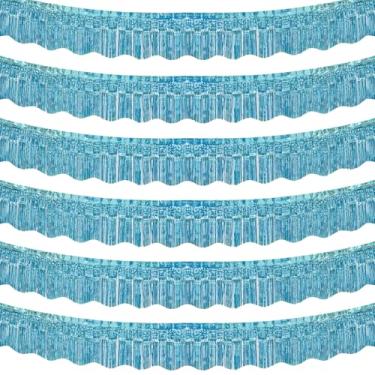 Imagem de LOLStar Pacote Com 6 Faixas Franjadas De Alumínio Azul 59 Pés, Decorações Para Festa Aniversário, Guirlanda Serpentinas Enfeites Metálicos, Saia Mesa Cabine Fotos Glitter Carro Alegórico Casamento,