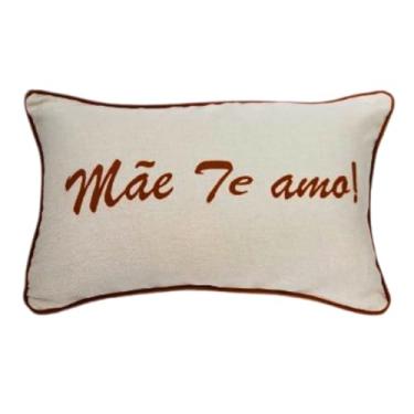 Imagem de Almofada Baguete 30x50 Deminas - Com aplicação Mãe Te Amo- Cordone Terracota - Sem enchimento